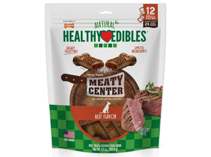 Nylabone Healthy Edibles Meaty Center Natural Dog Treats Beef, SMall Up To 30 Lbs. 12 ct