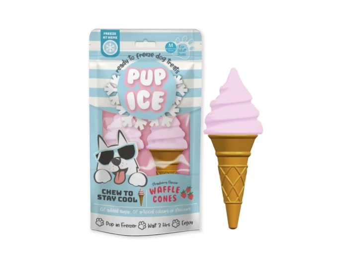 Pup Ice Waffle Cone Strawberry 2 Pk