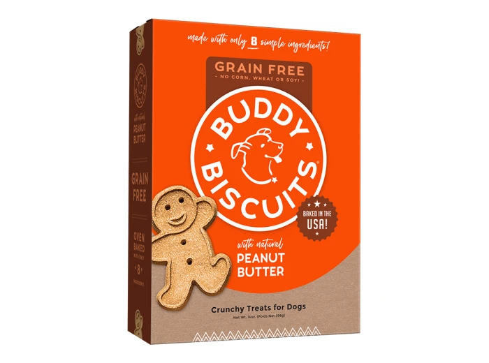 Cloud Star Grain-Free Oven Baked Buddy Biscuits With Homestyle Peanut Butter Dog Treats; 14oz. Box