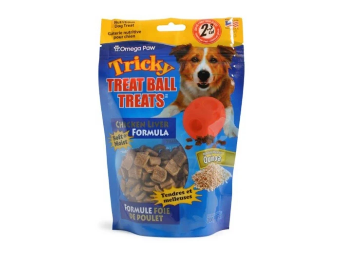 Omega Paw Tricky Treat Ball Dog Treats Chicken 1ea/7 oz