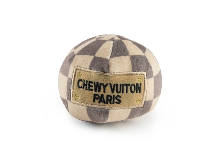 Checker Chewy Vuiton Ball Squeaker Dog Toy Small / Mini