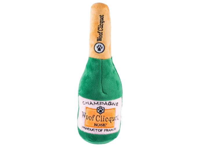 Woof Clicquot Rose' Champagne Bottle Squeaker Dog Toy Small