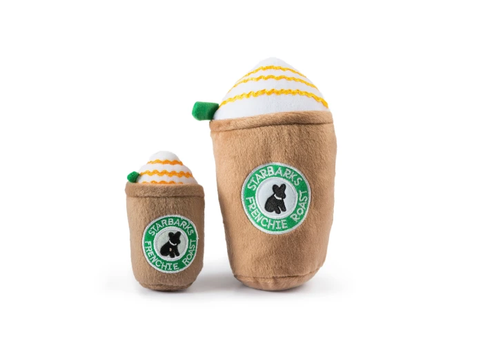 Starbarks Frenchie Roast W/ Straw Squeaker Dog Toy Small / Mini