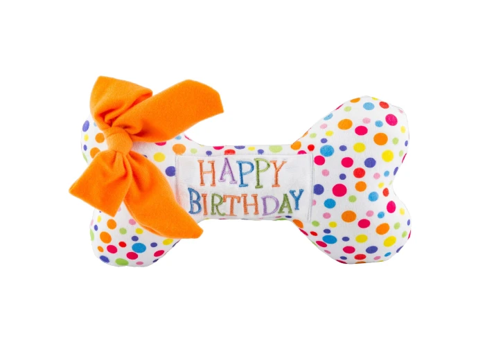 Happy Birthday Bones Squeaker Dog Toy Large