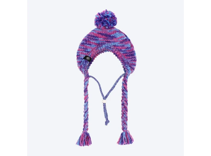 Knit Pom Pom Dog Beanie Hat - Purple & Lavender L (45-100lbs/20-50kg)