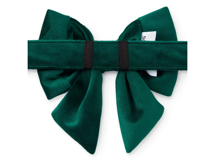 Forest Green Velvet Holiday Lady Dog Bow Large