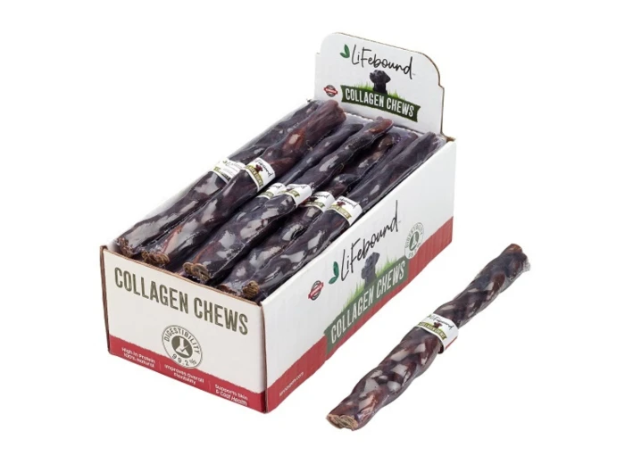 Lennox Lifebound Dog 12" Collagen Braided Stick Display Box (Case of 25)