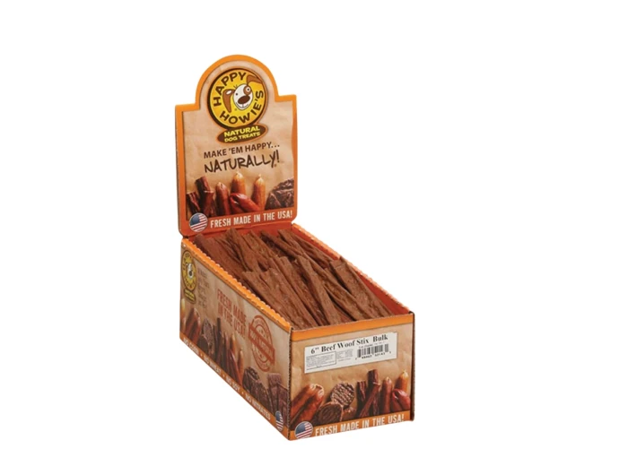 Happy Howie Dog Beef Woof Stix 6 Inch 80 Pack