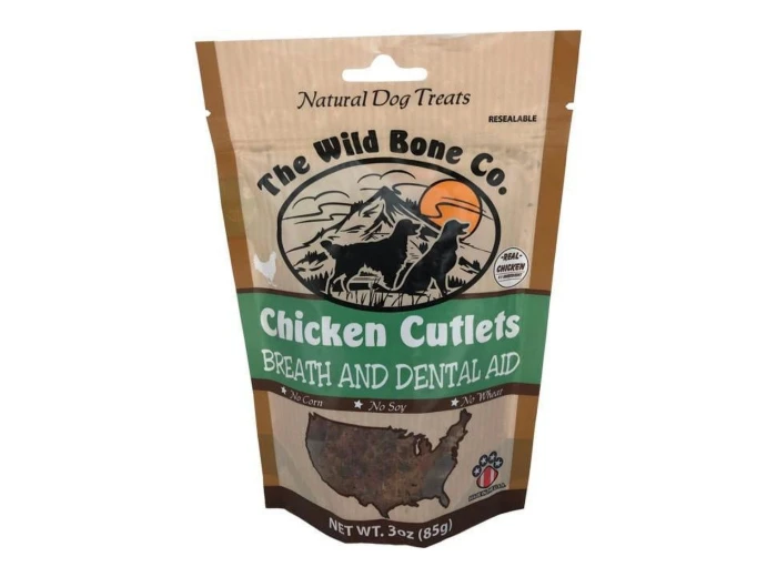 The Wild Bone Co. Fresh Breath Cutlets Dog Treats Chicken 2.75oz.