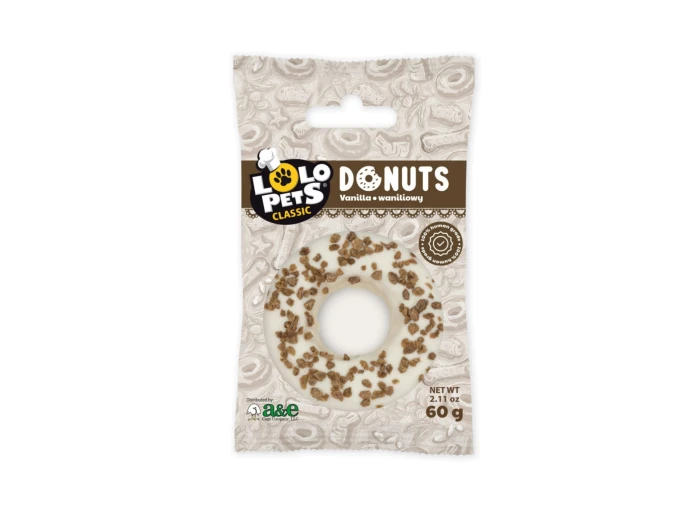 A & E Cages LoLo Pets Bakery Gourmet Donut Dog Treat Vanilla, 1ea/One Size