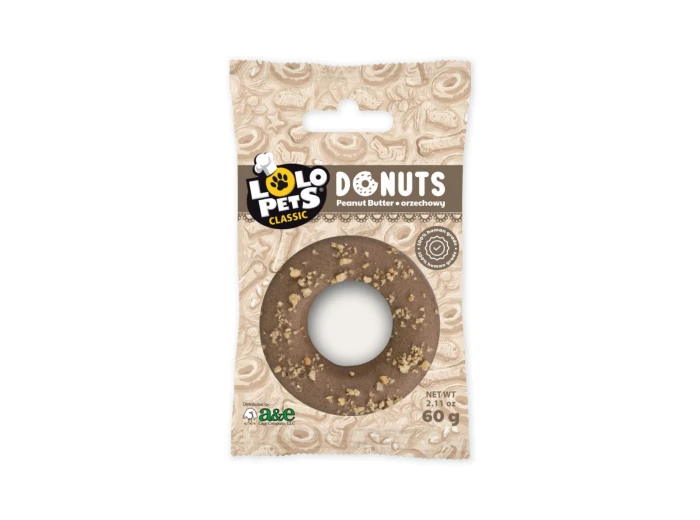 A & E Cages LoLo Pets Bakery Gourmet Donut Dog Treat Peanut Butter, 1ea/One Size