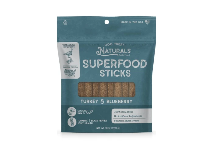 Dog Treat Naturals Dog Superfood Sticks Turkey & Blueberry 10Oz