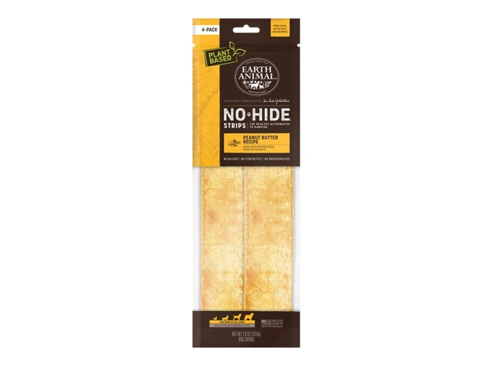 Earth Animal Dog No Hide Strips Peanut Butter 4 Pack