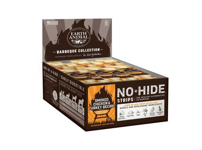 Earth Animal Dog No-Hide BBQ Strips Chicken/Turkey 60count