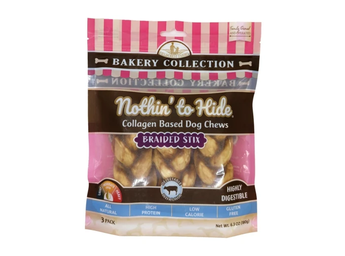 Fieldcrest Farms Nothin' To Hide Bakery Collection Dog Treat Braided Stix, Beef, 1ea/5.5 in, 3 pk