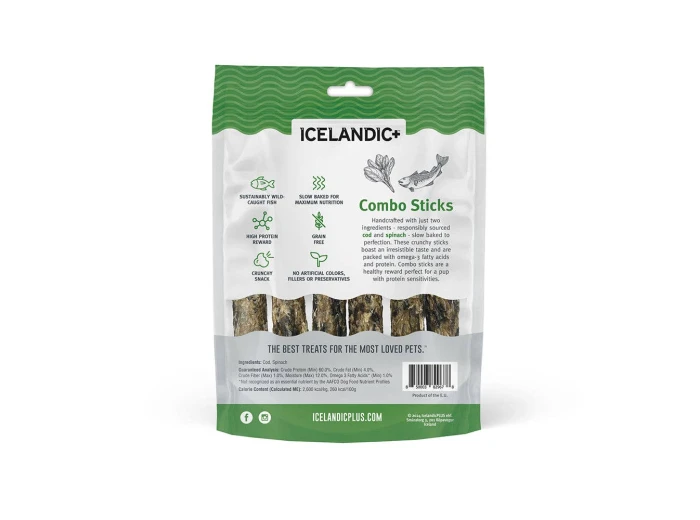 Icelandic Dog Cod & Spinach Combo Sticks 2oz.