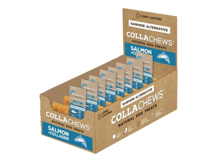 Collachews Collagen Roll PDQ Display Salmon 6in. 30 Count