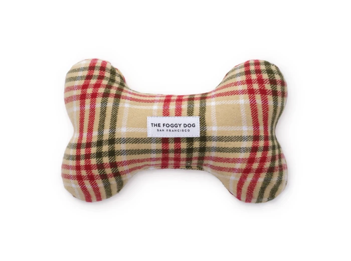 Eggnog Plaid Flannel Holiday Dog Squeaky Toy