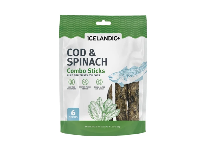 Icelandic Dog Cod & Spinach Combo Sticks 2oz.