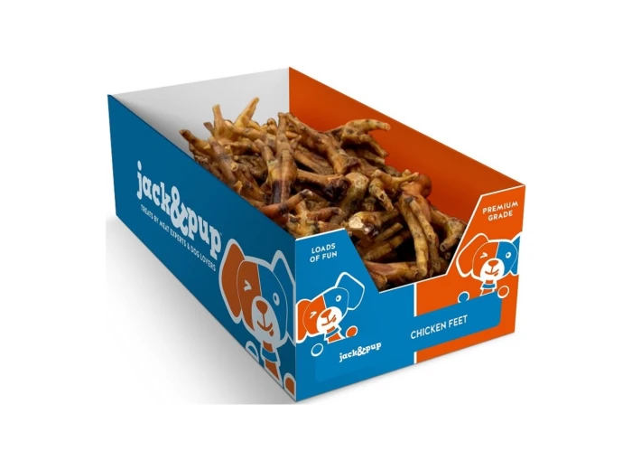 Jack & Pup Dog Chicken Feet 75 Count Display Box