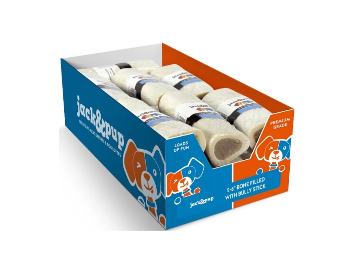 Jack & Pup Dog 5-6" Filled Bone Bully 12 Count Display Box
