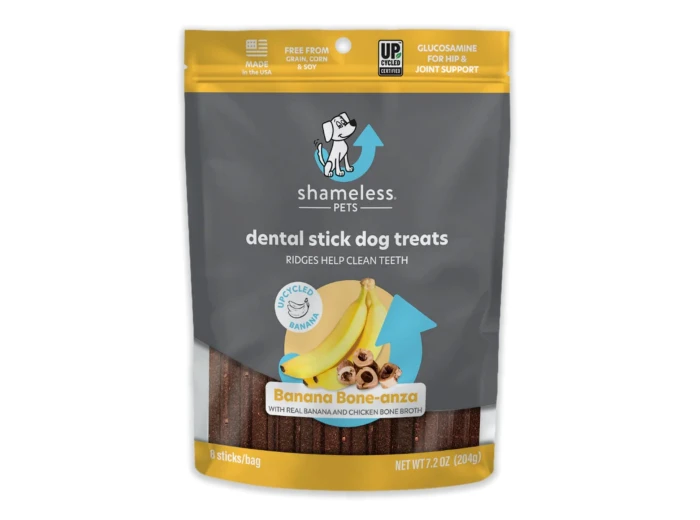 Shameless Dog Dental Sticks Banana/Bone Broth 7.2oz.