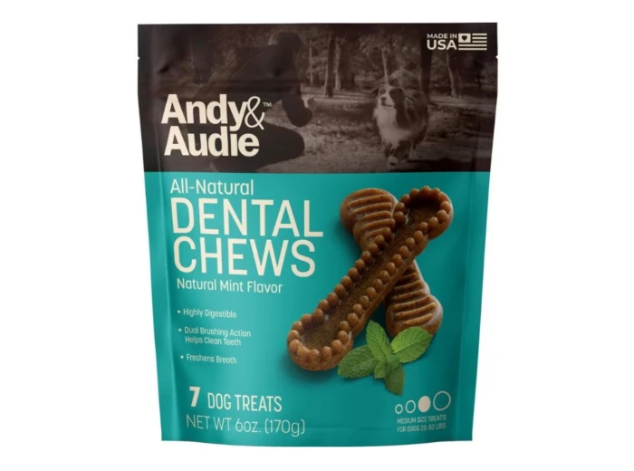 Andy & Audie Dental Chews For Dogs Mint Medium 6oz.