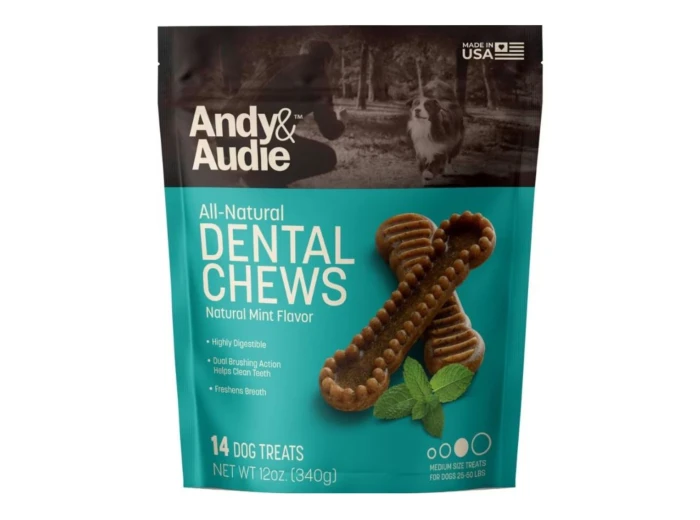 Andy & Audie Dental Chews For Dogs Mint Medium 12oz.