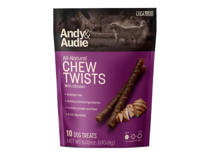 Andy & Audie Alternative Twist Chews For Dogs Chicken Small-10 Count 6.02oz.
