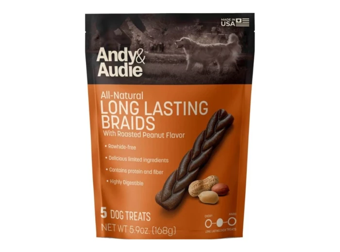 Andy & Audie Alternative Braid Chews For Dogs Nut Medium-5 Count 5.9oz.