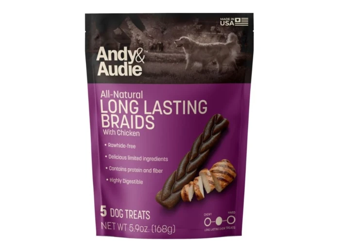 Andy & Audie Alternative Braid Chews For Dogs Chicken Medium-5 Count 5.9oz.