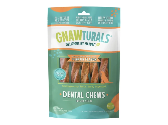 Gnawturals Dental Chews Twisted Stick Pumpkin Medium 5 Count