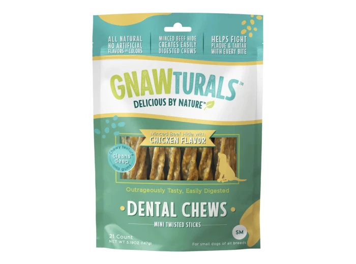 Gnawturals Dental Chews Twisted Stick Chicken Small 21 Count