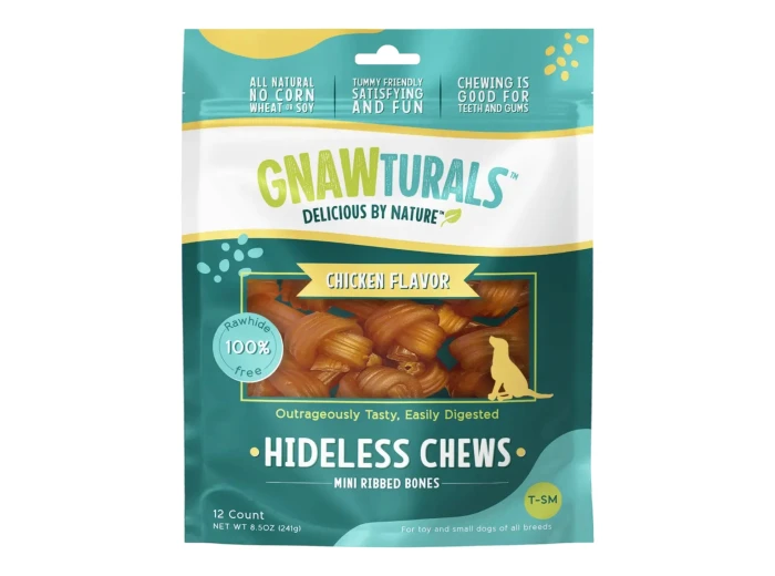 Gnawturals Hideless Chews Ribbed Bone Chicken Mini 12 Count