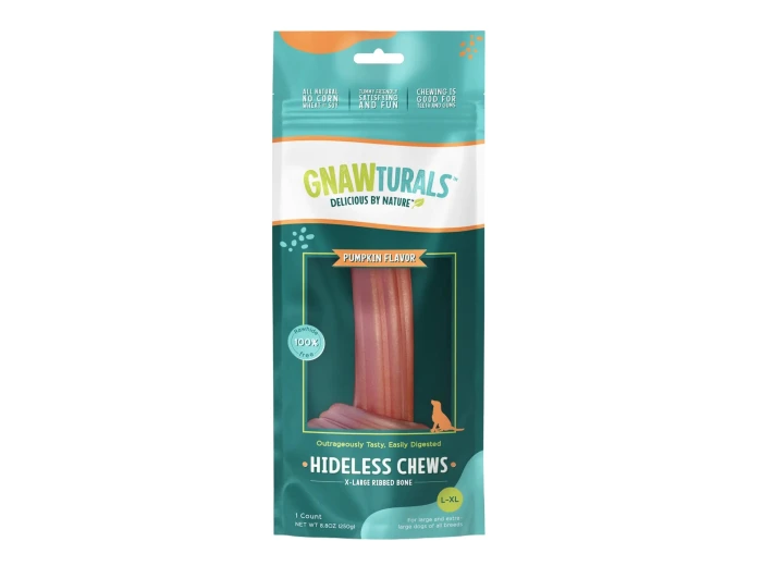 Gnawturals Hideless Chews Ribbed Bone Pumpkin XLarge