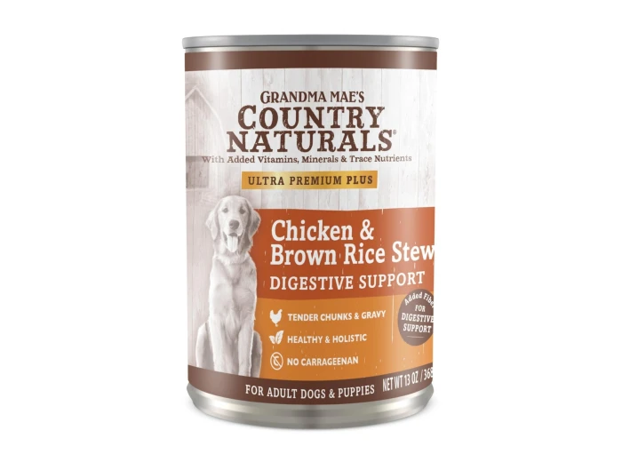 Grandma Mae's Country Naturals Digestive Support Wet Dog Food Chicken & Brown Rice Stew, 13oz. (Case of 12)