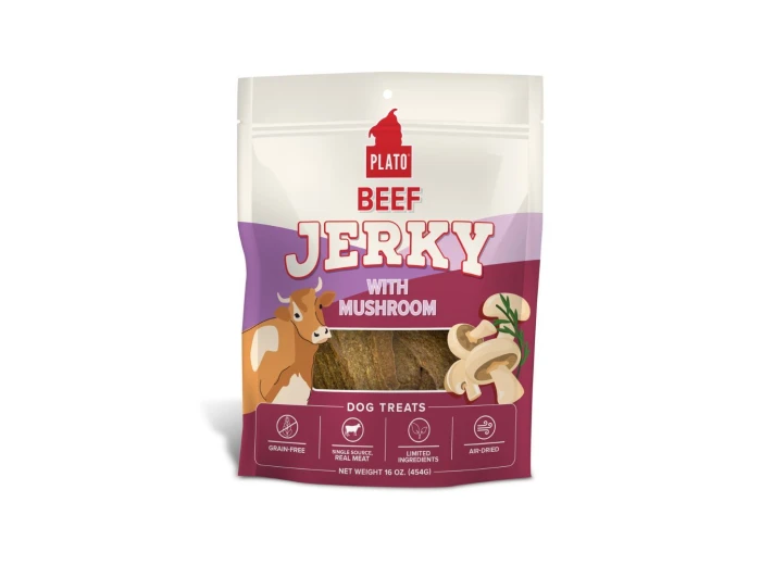 Plato Dog Jerky Beef With Mushroom 16Oz