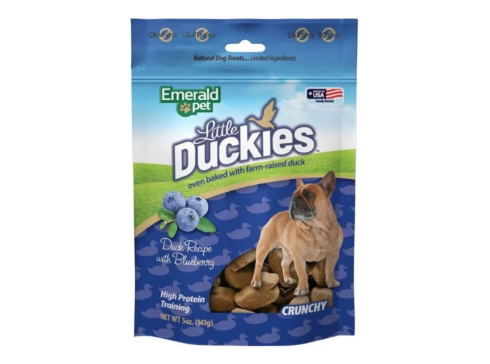 Emerald Pet Little Duckies Grain Free Dog Treats Duck/Blueberry 5oz.