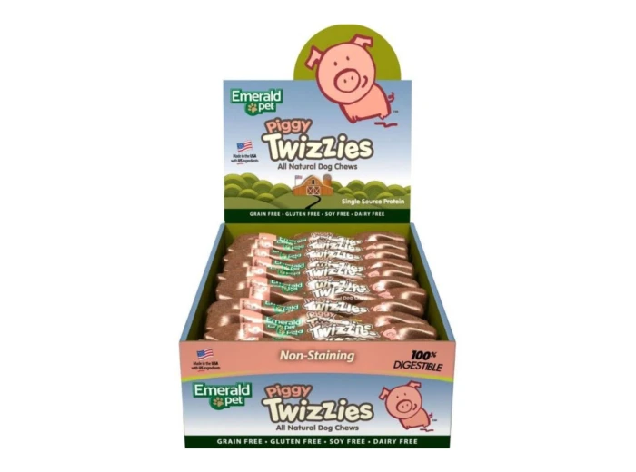 Emerald Pet Twizzies Grain Free Dog Chews Piggy 6-in- 30 Pc