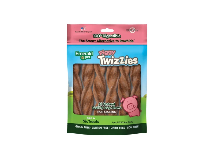 Emerald Pet Piggy Twizzies Dog Treat Pork 1ea/6 in, 6 pk, 8 oz