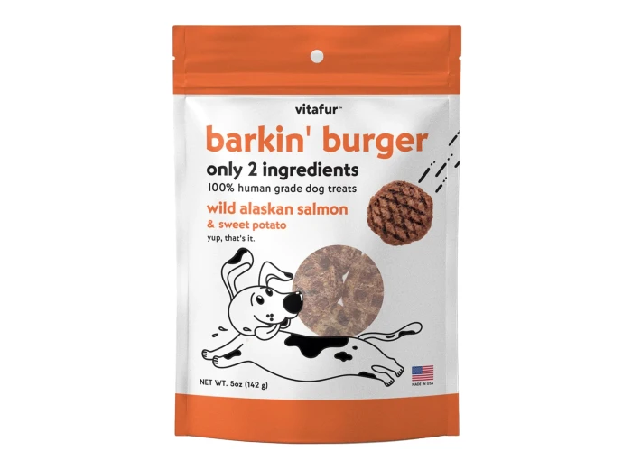Vitafur Barkin Burger Dog 5oz. Wild Alaskan Salmon Sweet Potato