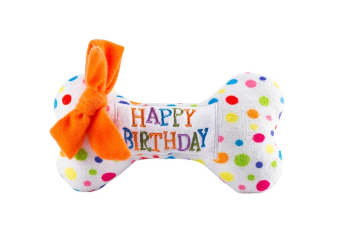 Happy Birthday Bones Squeaker Dog Toy Small / Mini