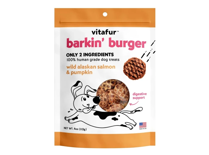 Vitafur Barkin Burger Dog 4oz. Wild Alaskan Salmon Pumpkin