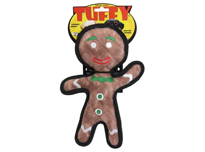 Tuffy Gingerbread Man - Christmas, Durable, Squeaky Dog Toy