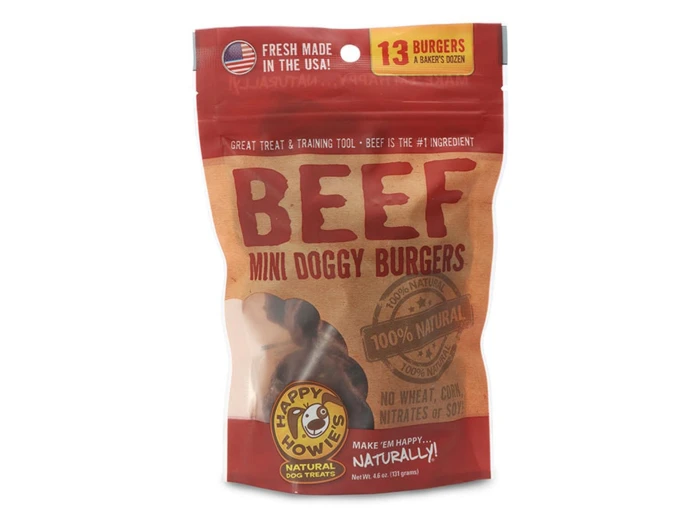 Happy Howie Dog Beef Burger Bakers Dozen 2 Inch 4Oz