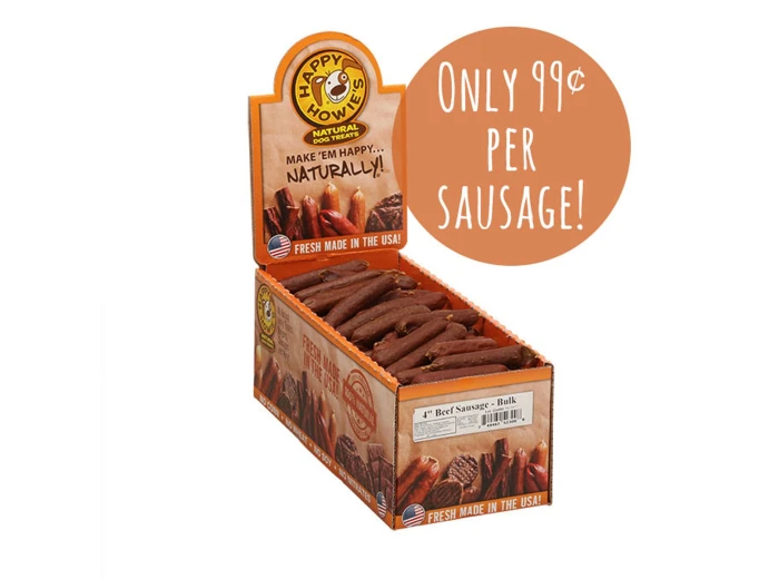 Happy Howie Dog Beef Sausage 4 Inch 80 Pack