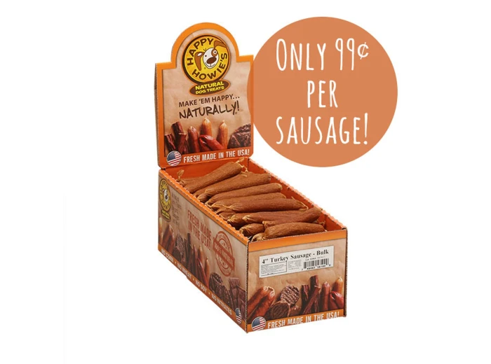 Happy Howie Dog Turkey Sausage 4 Inch 80 Pack