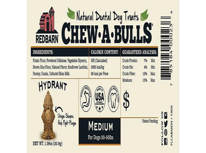 Redbarn Dog Chew A Bull Hydrant Medium 12 Count