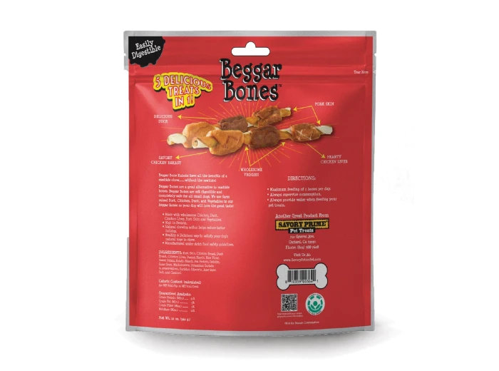 Savory Prime Beggar Bone 5 in 1 Kabobs Dog Treats 1ea/4 oz, 6 pk