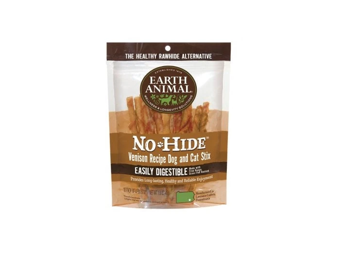 Earth Animal No Hide Venison Chews Dog Treats; 10 Pack